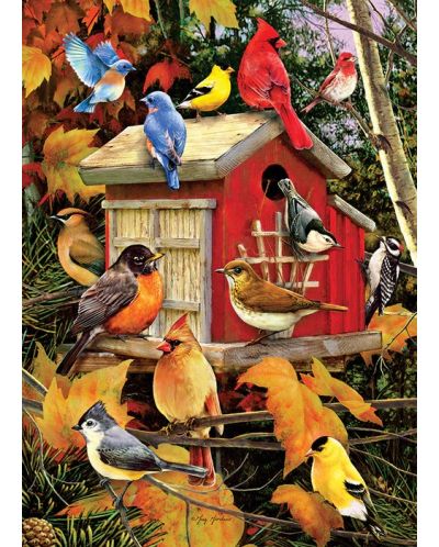 Пъзел Cobble Hill от 500 XXL части - Есенна къщичка за птици - 2