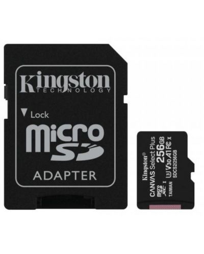 Карта памет Kingston - Canvas Select Plus, 256GB, microSD + адаптер - 1
