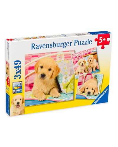 Пъзел Ravensburger от 3 x 49 части - Сладки кученца лабрадори - 1
