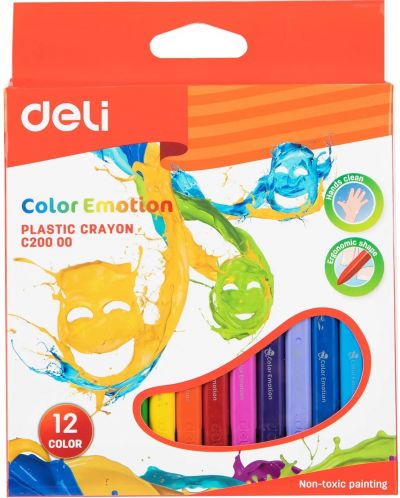 Пастели пластик Deli Color Emotion - EC20000, 12 цвята - 1