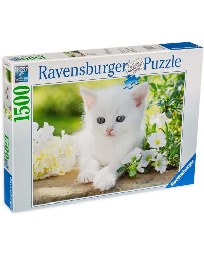 Пъзел Ravensburger от 1500 части - Бяло котенце - 1