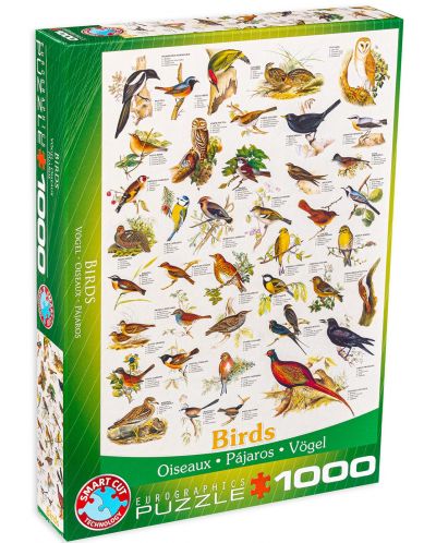 Пъзел Eurographics от 1000 части – Птици в полята и градините - 1