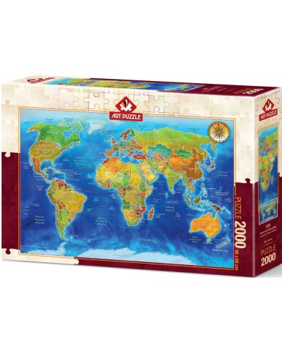 Пъзел Art Puzzle от 2000 части - Геополитическа карта на света - 1