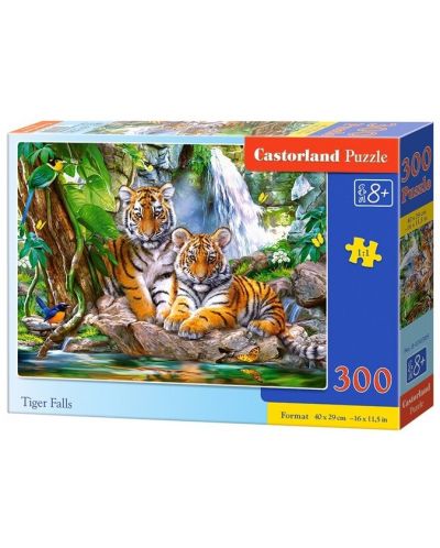 Пъзел Castorland от 300 части - Тигри край водопада - 1