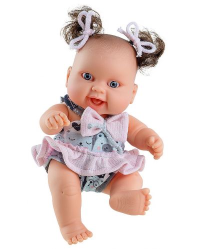 Кукла-бебе Paola Reina Los Peques - Берта, с гащеризонче на мечета и панделка, 21 cm - 1