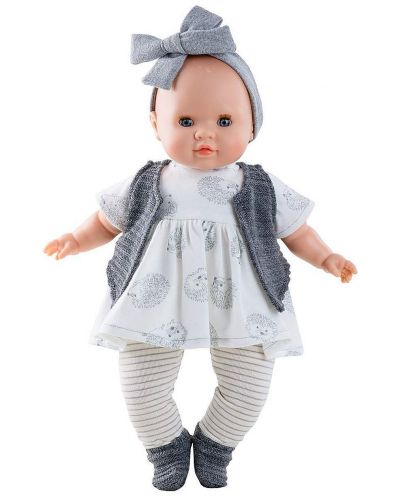 Кукла-бебе Paola Reina Manus - Агата, с бяла рокличка, 36 cm