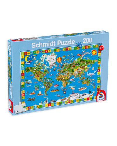 Пъзел Schmidt от 200 части - Карта на света - 1
