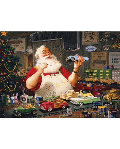 Пъзел Cobble Hill от 1000 части - Дядо Коледа оцветява колички, Том Нюсъм - 2