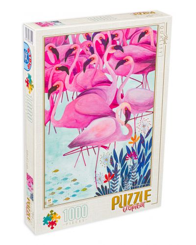 Пъзел D-Toys от 1000 части – Фламингота, Андреа Кюрти - 1