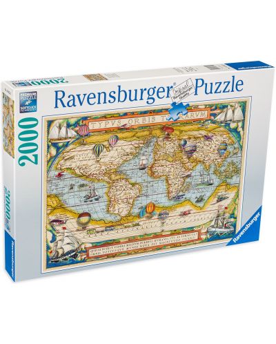 Пъзел Ravensburger от 2000 части - Карта на света - 1