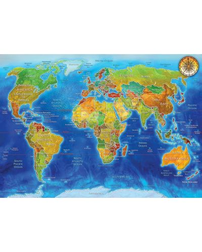 Пъзел Art Puzzle от 2000 части - Геополитическа карта на света - 2