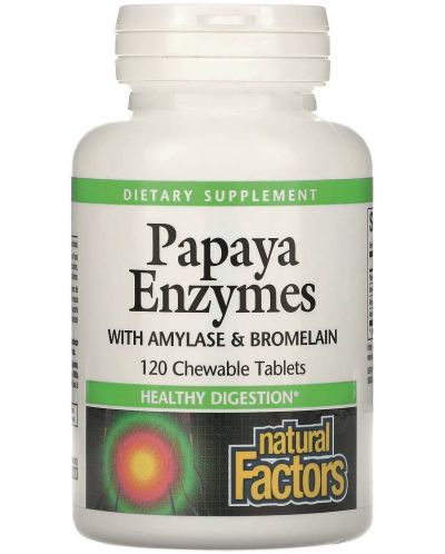 Papaya Enzymec with Amylase & Bromelain, 120 дъвчащи таблетки, Natural Factors - 1