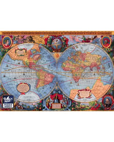 Пъзел Black Sea Premium от 1000 части - Антична карта на света, 1630 г. - 2