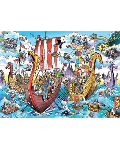 Пъзел Cobble Hill от 1000 части - DoodleTown: Пътешествието на Викингите - 2