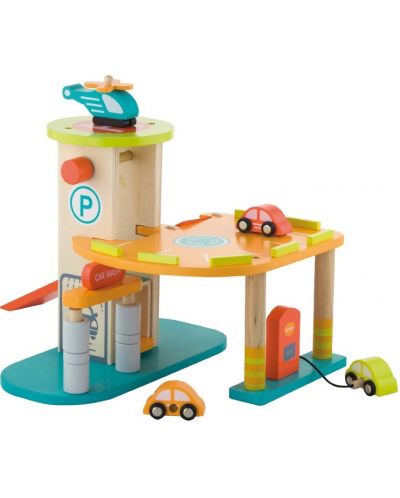 Дървена играчка Andreu Toys - Паркинг, на 3 нива - 1