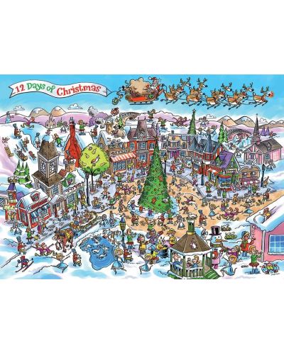 Пъзел Cobble Hill от 1000 части - DoodleTown: 12 Коледни дни - 2