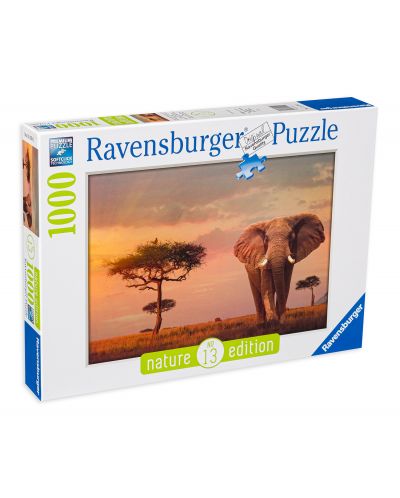 Пъзел Ravensburger от 1000 части - Слон в Масай Mара