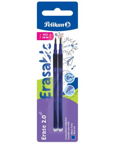 Пълнител за гел химикалка Pelikan Erase 2.0  - Синьо мастило, 2 броя - 1