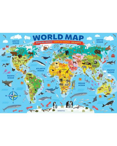 Пъзел Eurographics от 100 части - Карта на света - 2