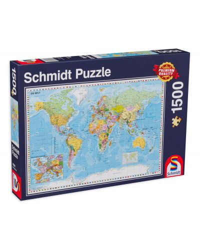 Пъзел Schmidt от 1500 части - Картата на света, на немски - 1