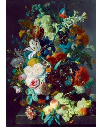 Пъзел Bluebird от 1000 части - Натюрморт с цветя и плодове, 1715 - 2