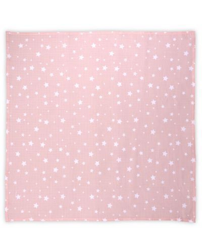 Памучна пелена Lorelli - 80 х 80 cm, розови звезди - 1