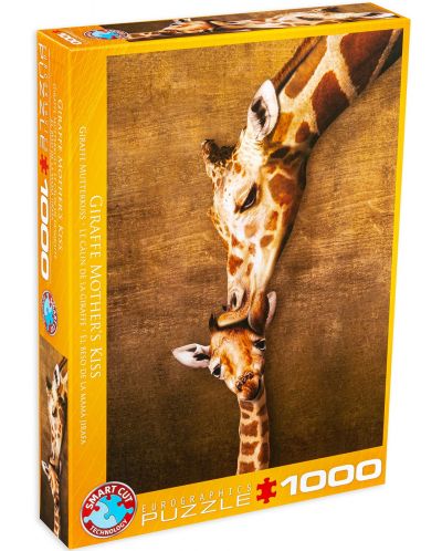 Пъзел Eurographics от 1000 части - Целувката на майката жираф - 1