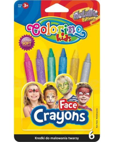 Пастели за лице Colorino Kids - 6 цвята, металик - 1