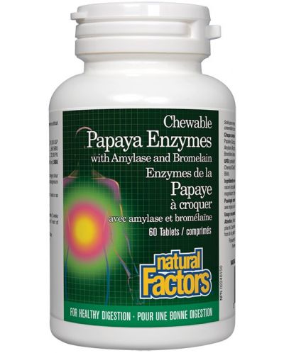 Papaya Enzymes with Amylase and Bromelain, 60 таблетки, Natural Factors - 1