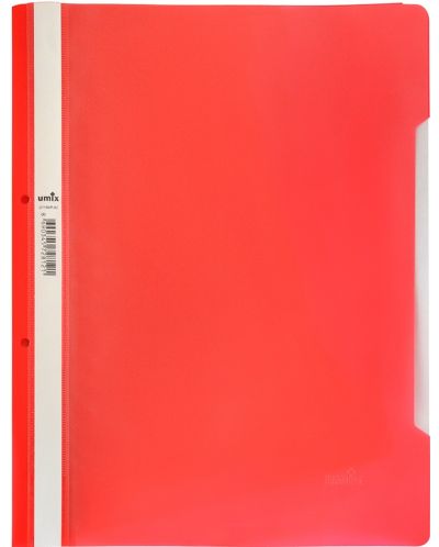 Папка с машинка и перфорация Umix - Eco, A4, червена - 1