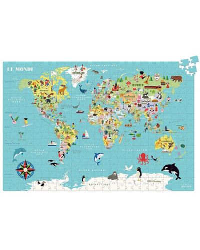 Пъзел Vilac - Карта на света, 500 части - 2