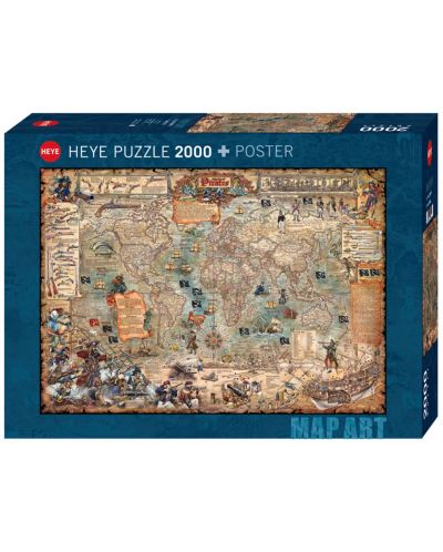 Пъзел Heye от 2000 части - Пиратска карта на света - 1