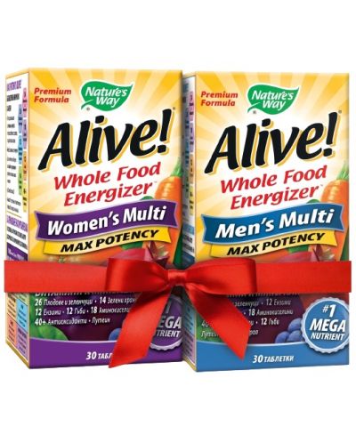 Alive Комплект Men's Multi & Women's Multi, 30 + 30 таблетки, Nature's Way - 1