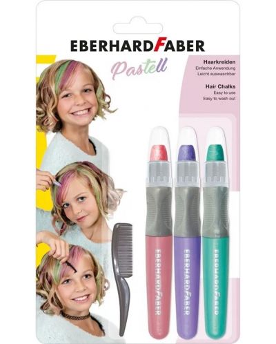 Пастели за коса Eberhard Faber - 3 цвята, перлени - 1