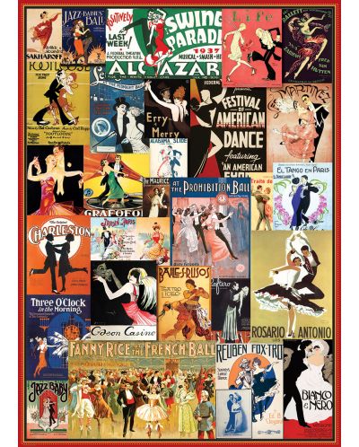 Пъзел Eurographics от 1000 части - Винтидж танцувални постери - 2