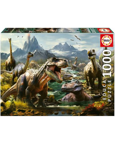 Пъзел Educa от 1000 части - Свирепи динозаври - 1