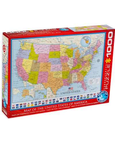 Пъзел Eurographics от 1000 части – Карта на Съединените щати - 1