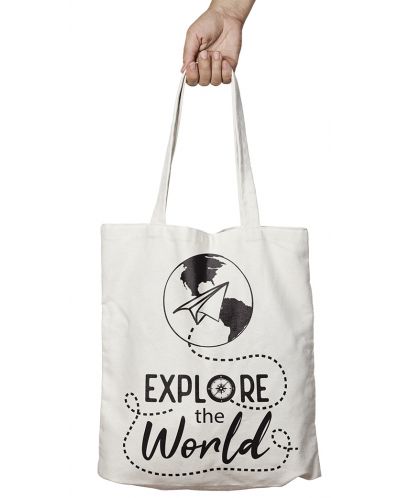 Пазарска чанта Simetro Books - Explore the world - 1