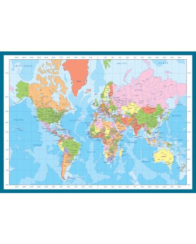 Пъзел Eurographics от 1000 части - Модерна карта на света - 2