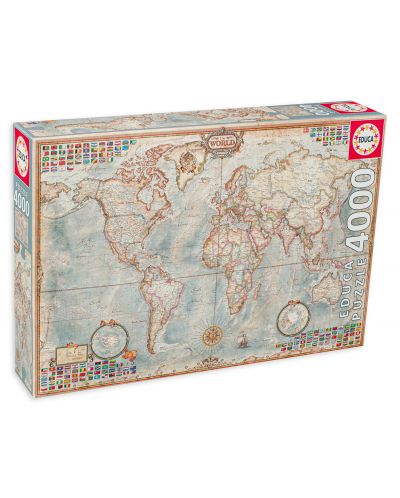 Пъзел Educa от 4000 части - Карта на света - 1
