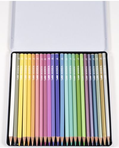 Пастелени моливи Kidea в метална кутия - 24 цвята - 2