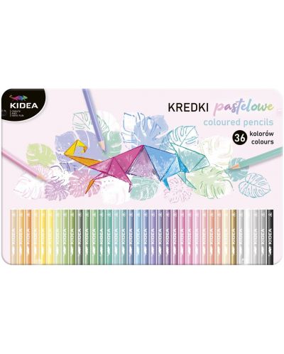 Пастелни цветни моливи Kidea - 36 цвята, в метална кутия - 1