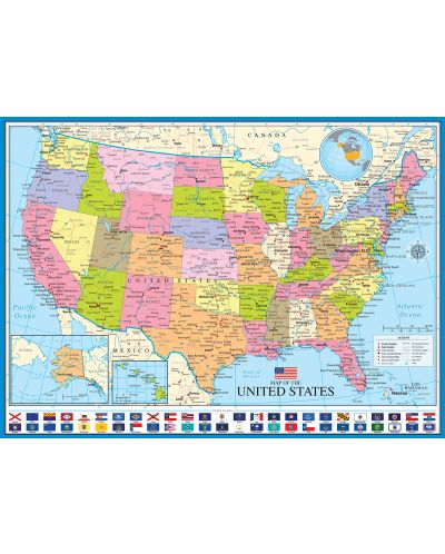 Пъзел Eurographics от 1000 части – Карта на Съединените щати - 2