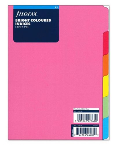 Пълнител за органайзер Filofax A5 - Индекси, ярки цветове - 1