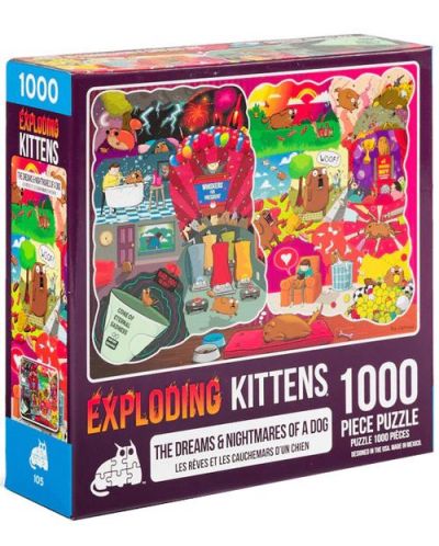 Пъзел Exploding Kittens от 1000 части - Кучешки кошмари - 1