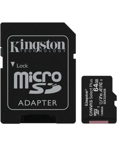 Памет Kingston - micSDXC, Canvas Select, Plus 100R,  64GB - 1