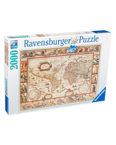 Пъзел Ravensburger от 2000 части - Древна карта на света от 1650 - 1