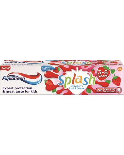 Aquafresh Детска паста за зъби Splash Strawberry, 3-8 години, 50 ml - 1