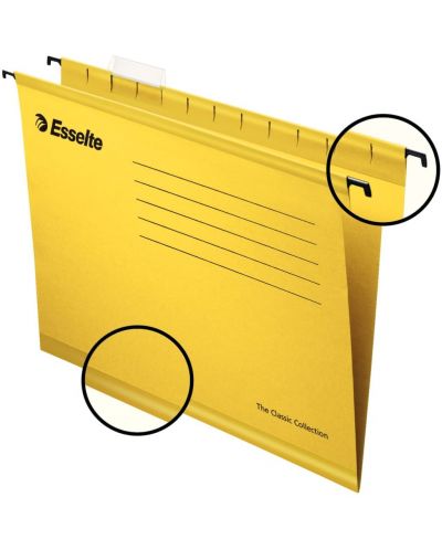 Папки за картотека Esselte Pendaflex - V образна, без машинка, жълта - 2
