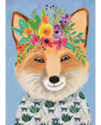 Пъзел Heye от 1000 части - Дружелюбна лисица с цветя - 2